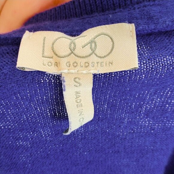LOGO by Lori Goldstein Sweater Cotton Cashmere Floral Chiffon Hem A261080 Size S - Picture 11 of 13